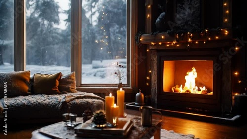 Wallpaper Mural Cozy fireside scene on snowy day Torontodigital.ca