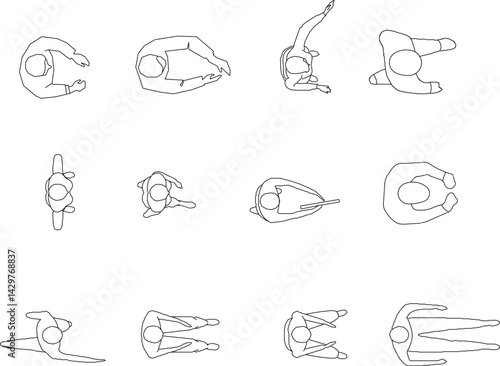 silhouette design vector illustration sketch of a person walking from above for design completeness
