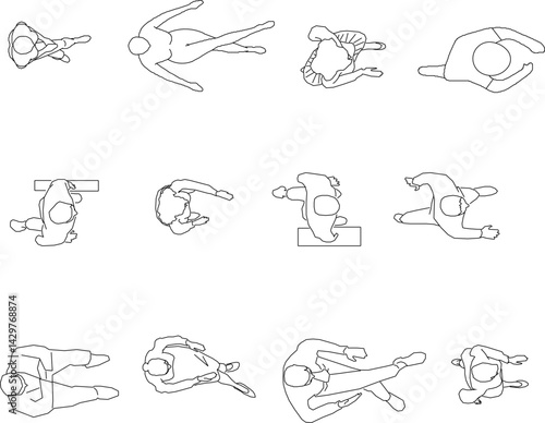 silhouette design vector illustration sketch of a person walking from above for design completeness 