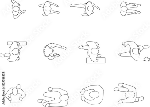 silhouette design vector illustration sketch of a person walking from above for design completeness