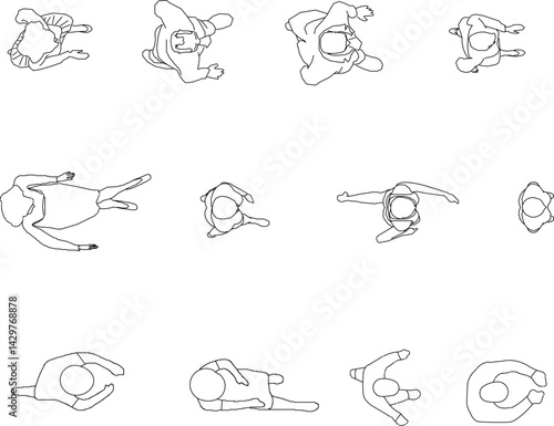 silhouette design vector illustration sketch of a person walking from above for design completeness 