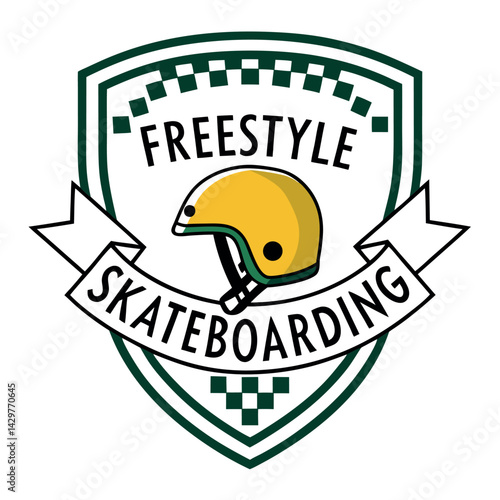Freestyle Skateboarding Helmet Sport Badge T-Shirt Design