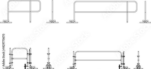 silhouette design vector illustration sketch image Sidewalk fence and pedestrian fences for barriers and handrails in parks and fields