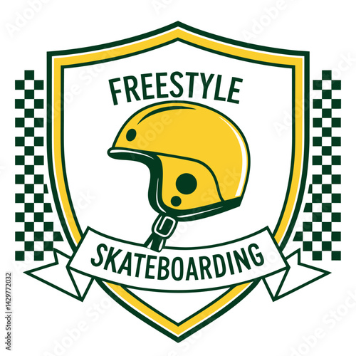 Freestyle Skateboarding Helmet Sport Badge T-Shirt Design