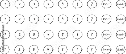 ふきだしアイコン 線のみ 手書き文字