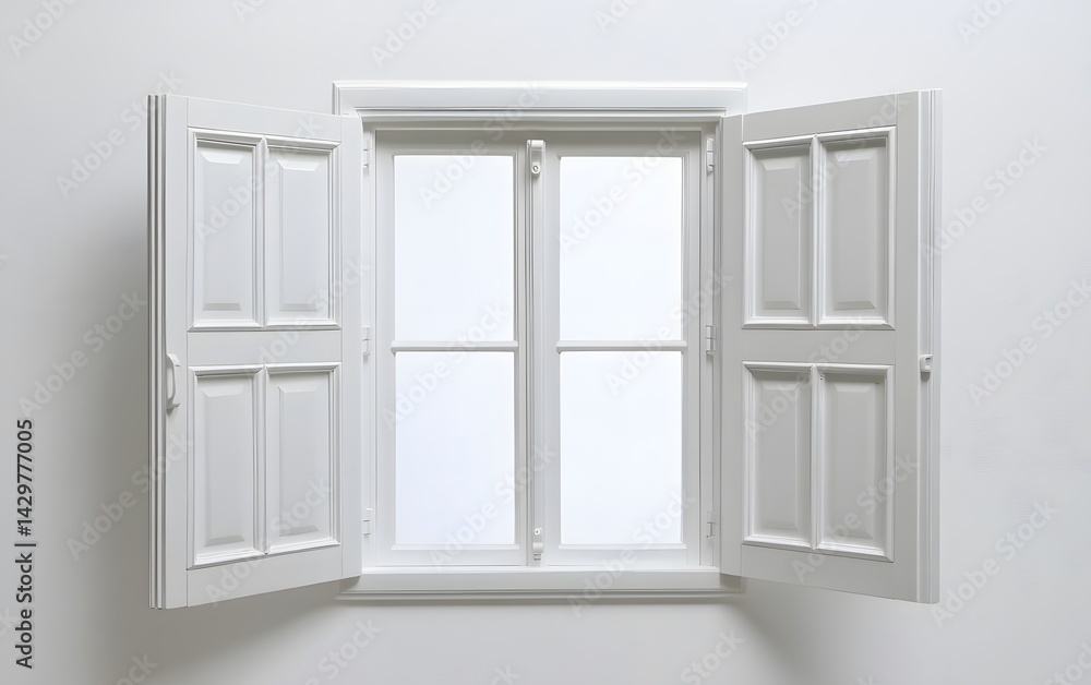 White Wooden Window Shutters Open Bright Interior Design White Wooden Window Shutters Open Bright Interior Design