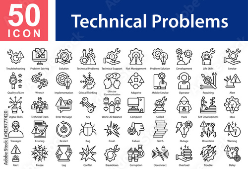 Technical Problems  Icon Collection and Symple Concept Black Outline