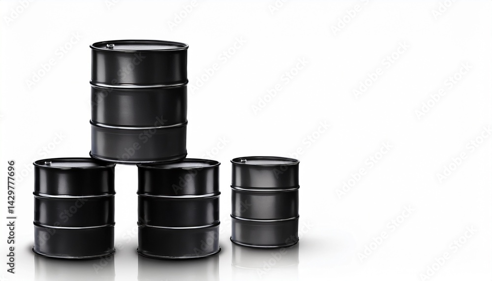 Oil barrels isolated on white background with free space for text Oil barrels isolated on white background with free space for text