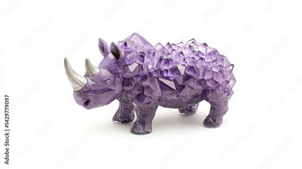 Fototapeta premium Amethyst Rhino Sculpture Art