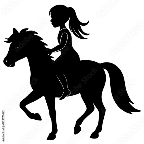 Silhouette of a girl riding a horse vector
