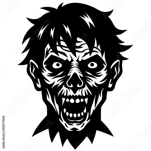 Zombie head silhouette vector illustration