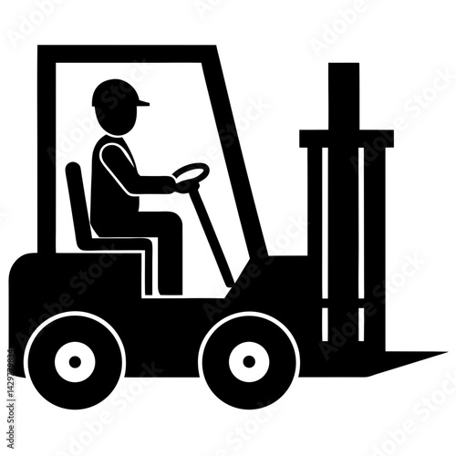 Forklift operator silhouette vector design
