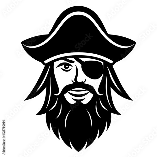 Pirate with eyepatch and beard silhouette