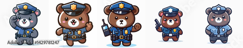 Vector of a bear wearing a police costume.