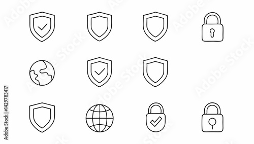 cyber security and success icon set with editable .eps
