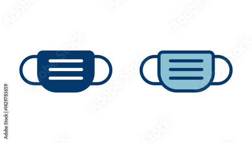 Mask icon vector isolated on white background. Man face with mask icon. Safety breathing masks. Industrial safety N95 mask. Medical mask vector icon.