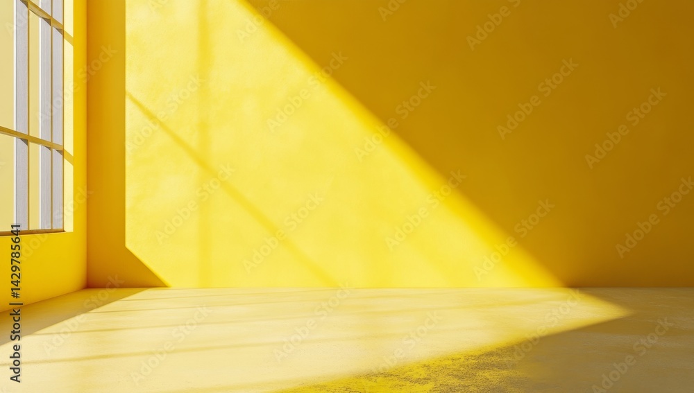 Sunny yellow room with large window Sunny yellow room with large window