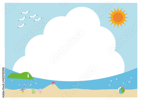 入道雲と砂浜のフレーム