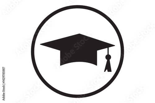 graduation cap icon, Educational icon, Graphic resource, Design element. EPS 10.