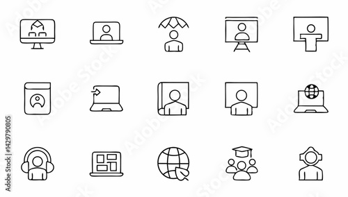 e learning set of web icons in line style  online  (2).eps