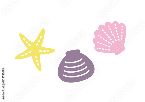 かわいい貝殻のイラストセット