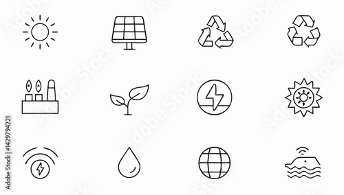 green energy set of web icons in line style  ecolo.eps