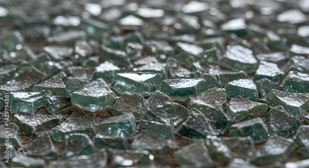 Crystal Fragments Glittering Abstractly on a Textured Background Close-Up