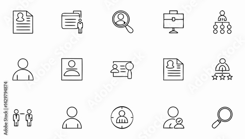 headhunting set of web icons in line style  recrui.eps