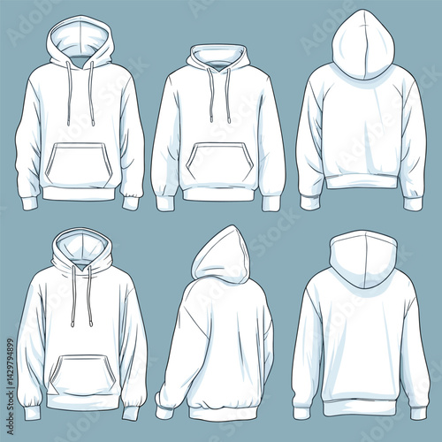 Technical Drawing of Hoodie Front and Back