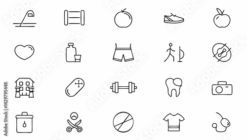 healthy lifestyle set of web icons in line style   (3).eps