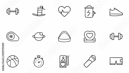healthy lifestyle set of web icons in line style   (4).eps