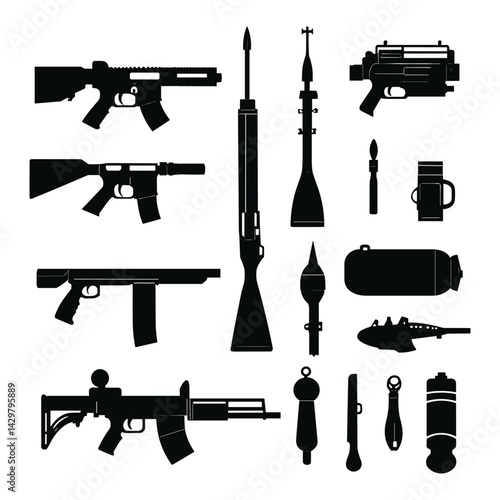 Black Military Weapon Silhouettes