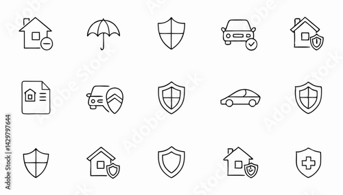 insurance set of web icons in line style  insuranc (2).eps