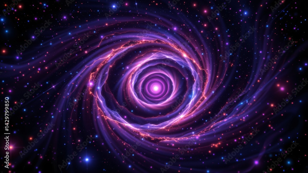 Fototapeta premium Against the unwavering darkness of space, a breathtaking spiral galaxy unfolds, a pinwheel of radiant energy