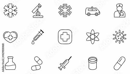 medicine and health set of web icons in line style (1).eps