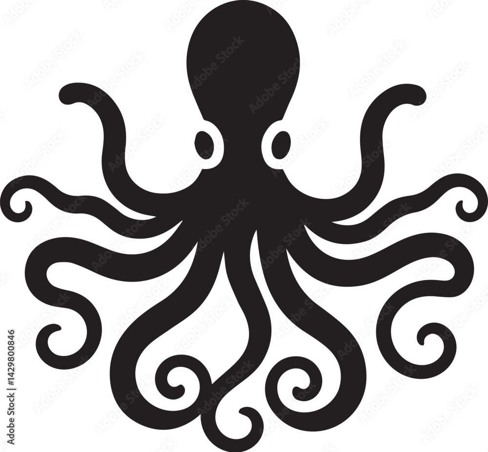 Naklejka premium octopus silhouette vector icon