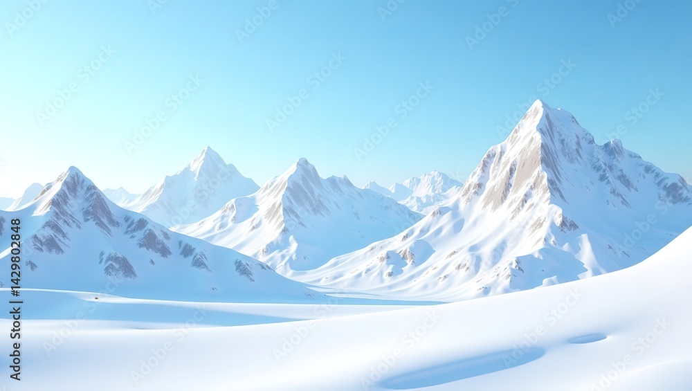 custom made wallpaper toronto digitalMajestic snow-covered mountain peaks under a clear blue sky, crisp white snow, alpine landscape, sharp details, peaceful winter scenery, photorealistic background