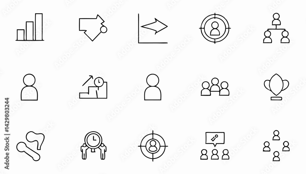 Fototapeta premium personal growth and success set of web icons in li (5).eps