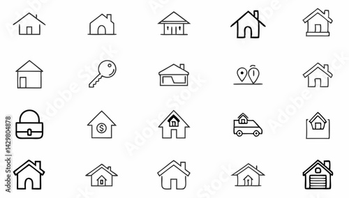 real estate set of web icons in line style  realty.eps
