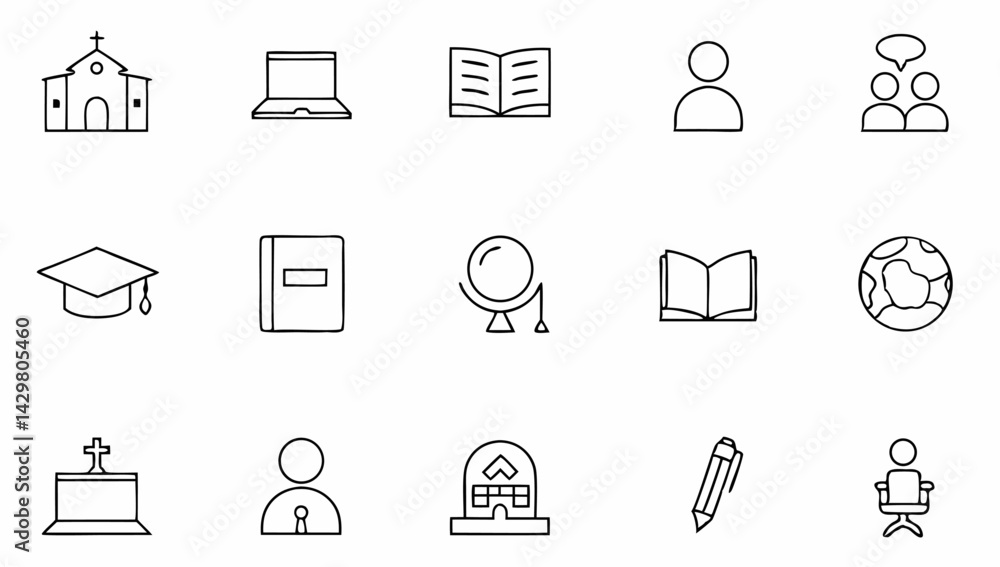 Fototapeta premium school set of web icons in linear style education (3).eps