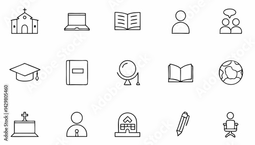 school set of web icons in linear style  education (3).eps