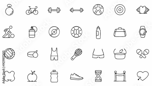 sport and fitness set of web icons in line style   (3).eps