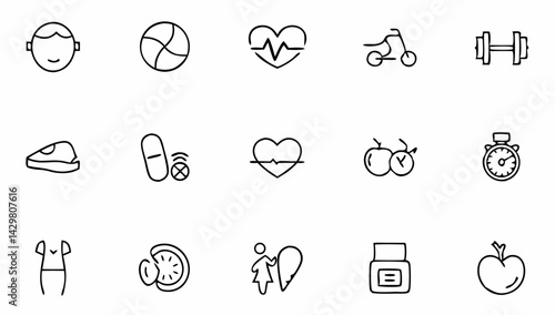 sport and fitness set of web icons in line style   (4).eps