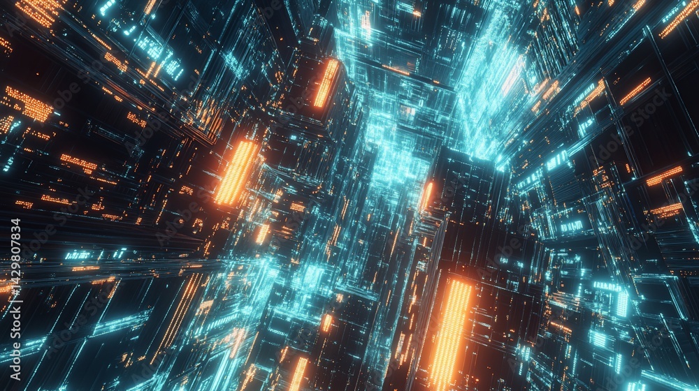 Cyberpunk Cityscape: Neon Lights and Digital Architecture Cyberpunk Cityscape: Neon Lights and Digital Architecture