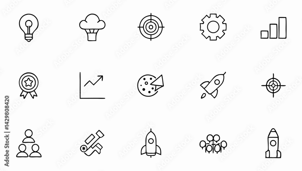 Fototapeta premium start up set of web icons in line style business (1).eps