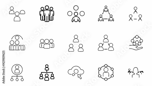 team work set of web icons in line style  teamwork (2).eps