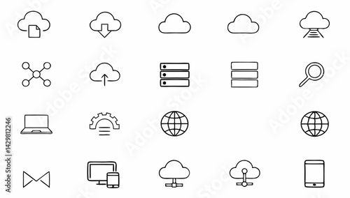 web hosting set of web icons in line style  hostin (1).eps