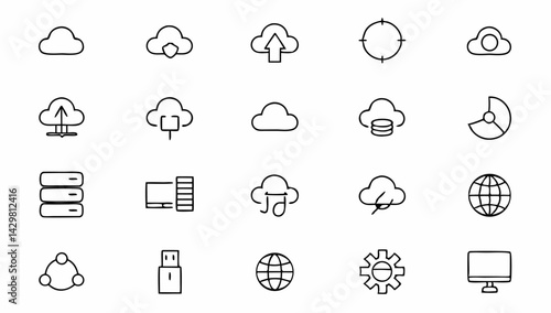 web hosting set of web icons in line style  hostin.eps