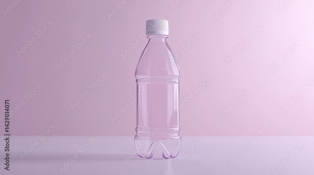 Empty, translucent plastic water bottle on a pastel pink backdrop. Empty, translucent plastic water bottle on a pastel pink backdrop.
