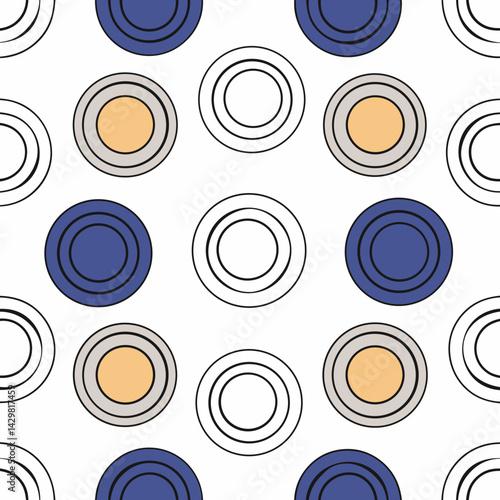 Geometric pattern featuring concentric circles in various colors, creating visually appealing design, on white background, commercial use
